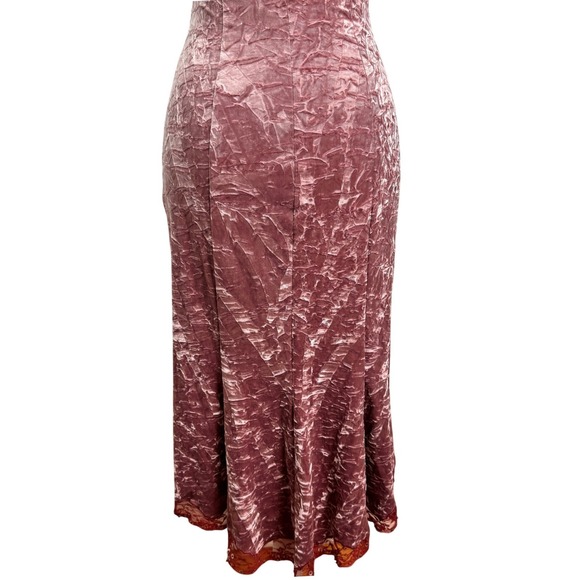 Vintage Betsey Johnson Crushed Velvet Lace Slip Babydoll Dress 4 Pink Coquette - Picture 9 of 13